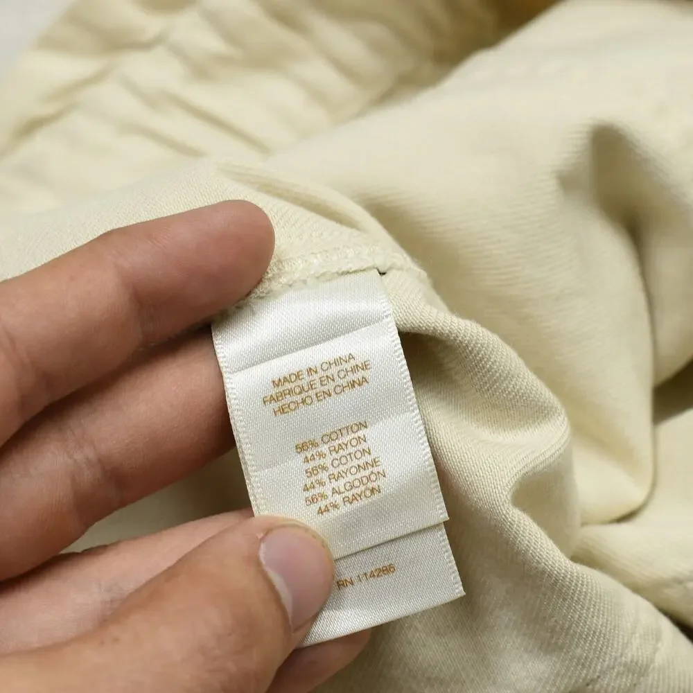 NEW Frye x Anthropologie Women Bermuda Drawstring Solid Cotton Beige Size 31 - Picture 8 of 8